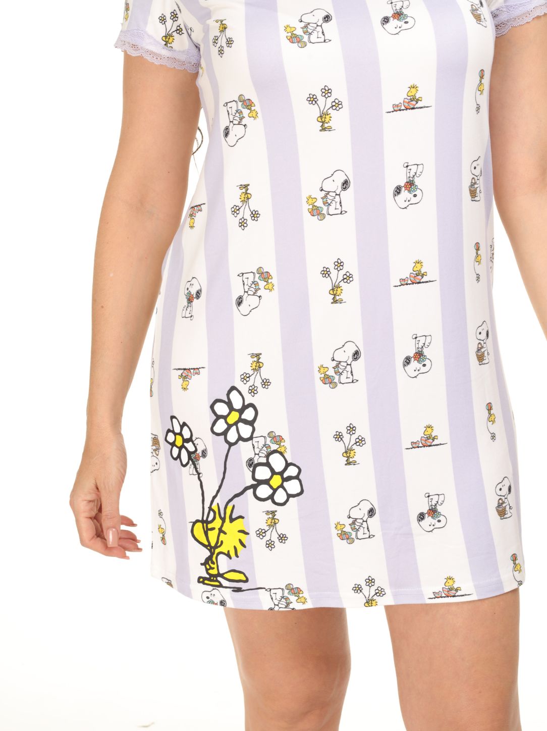 Camisón de manga corta rayas de snoopy lila