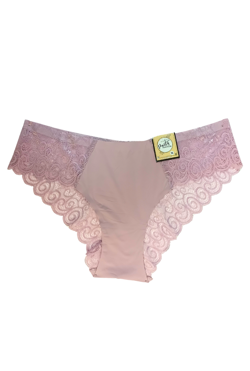 Calzón tipo bikini de costuras fusionadas, laterales y trasero de encaje