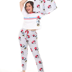 Pijama 3 piezas, pantalón y short gris con camisa manga corta de minnie