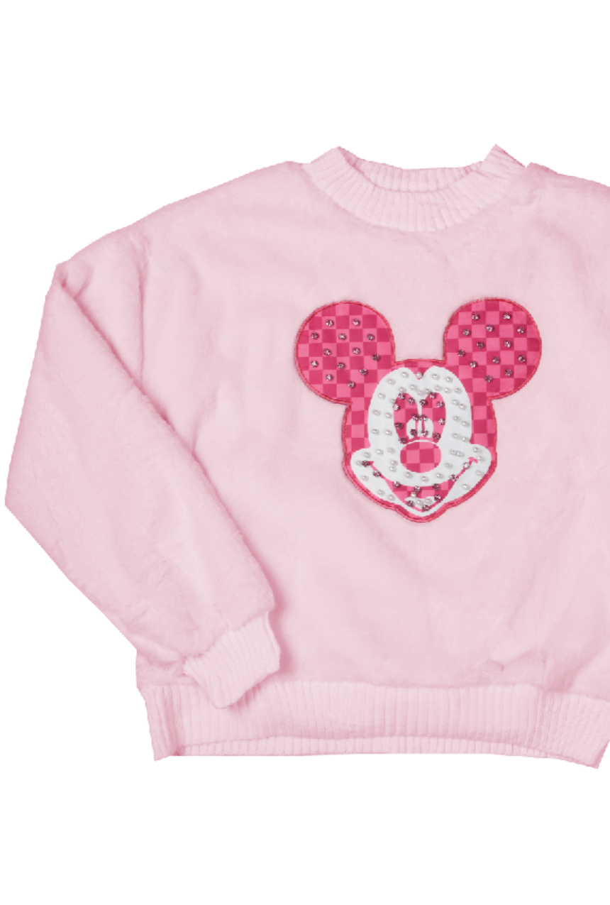 Suéter – sudadera de peluche con aplicación de Mickey Mouse color rosa