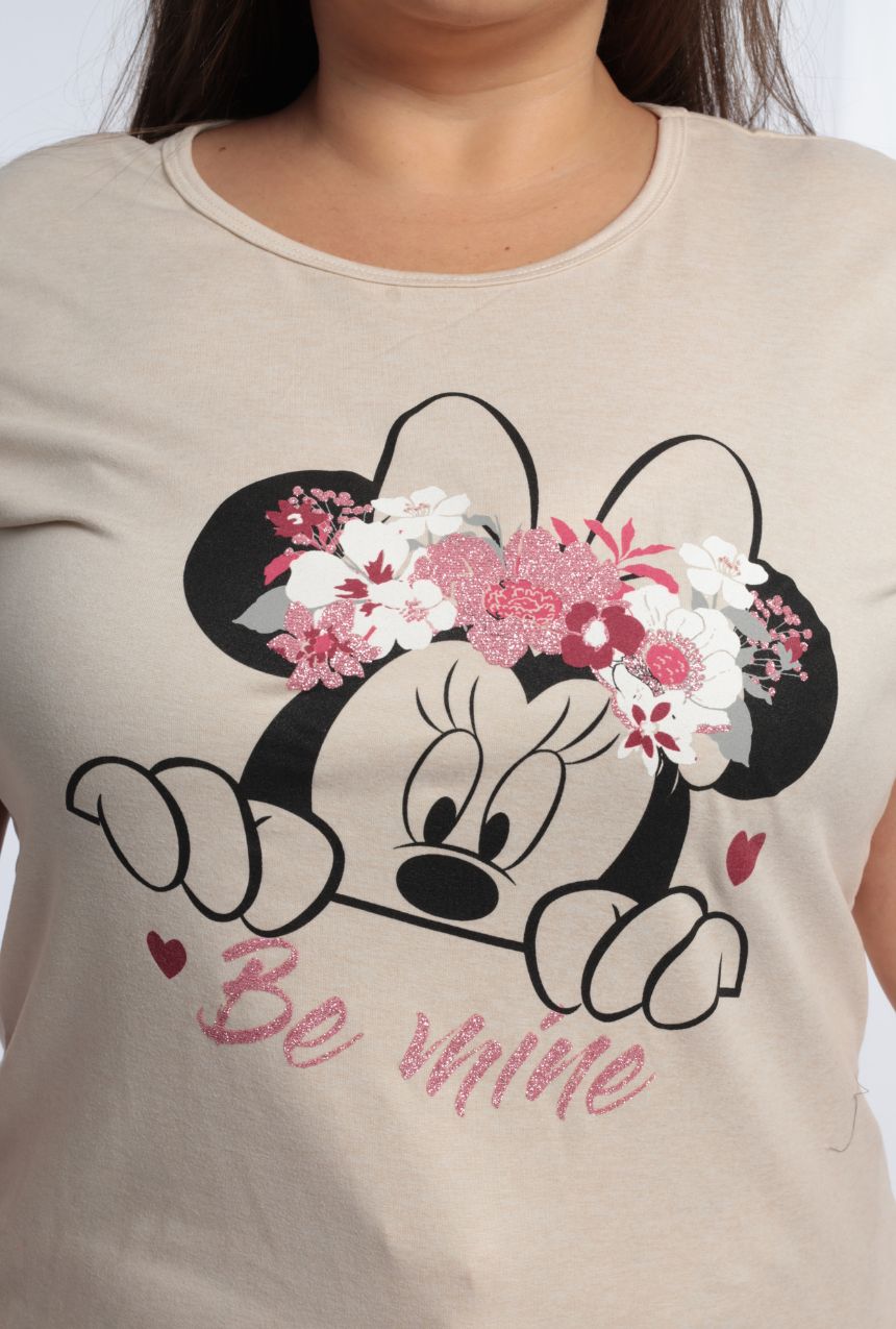 Pijama pantalón, playera manga corta de Minnie Mouse con flores