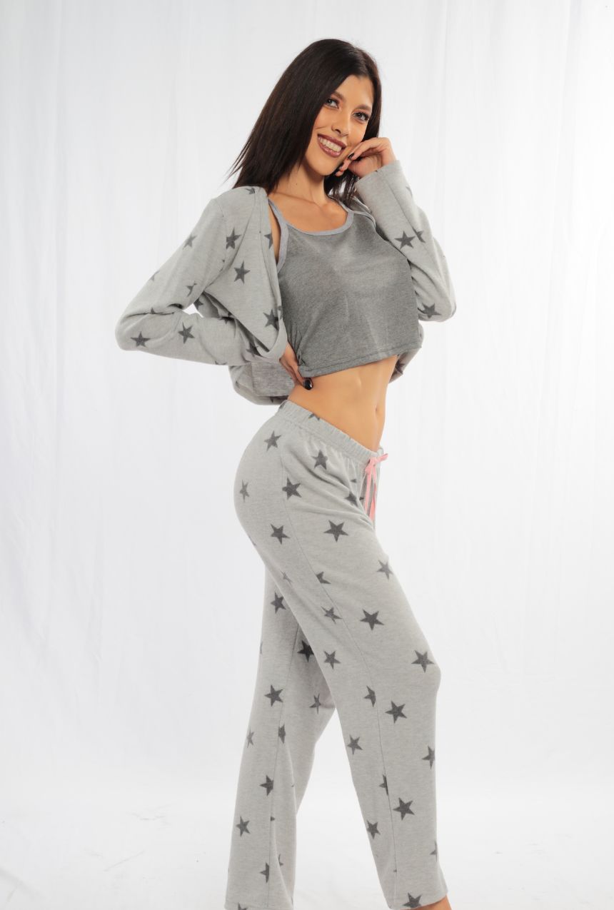 Pijama con torera de estrellas y blusa tirantes