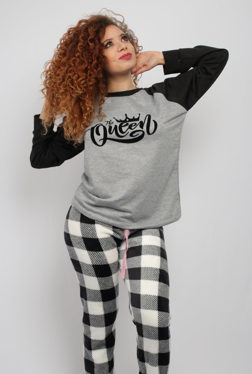 Pijama pantalón con sudadera manga larga Queen