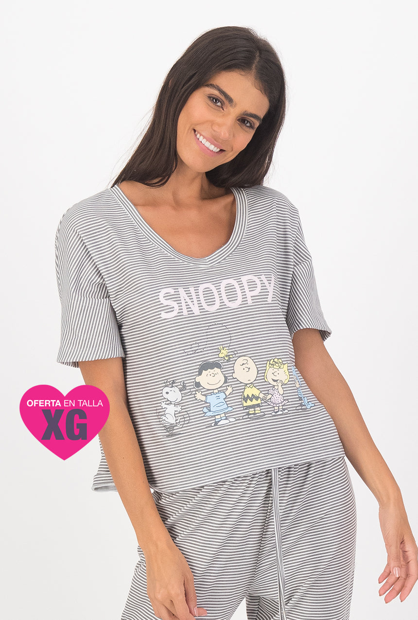 Pijama pantalón con playera manga corta Snoopy & Friends*
