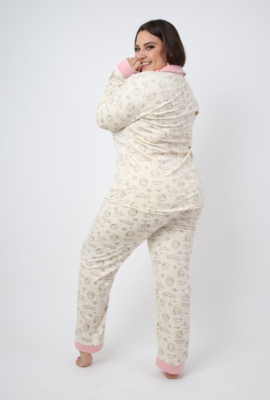 Pijama Pantalón con playera camisera manga larga.*