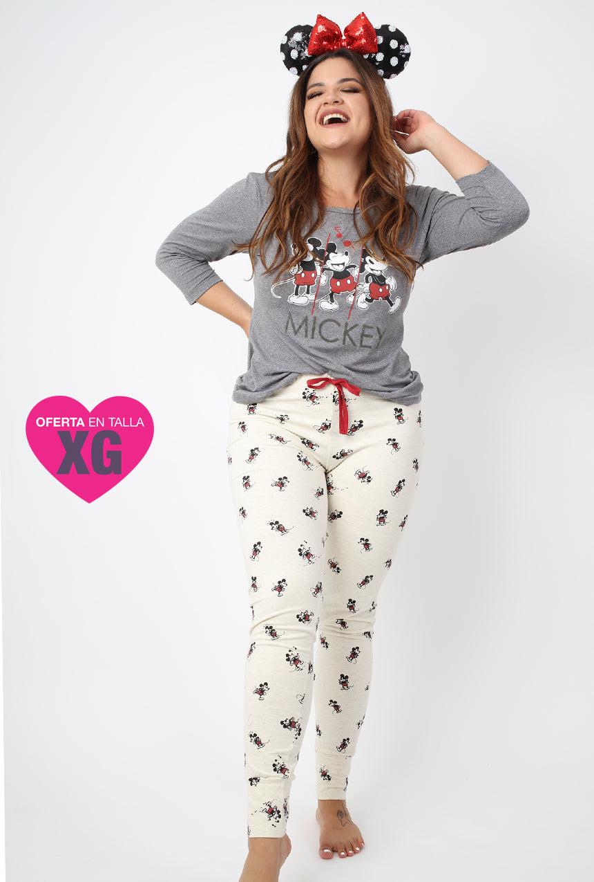 Pijama Pantalon con playera de manga 3/4 Mickey & Minnie.*